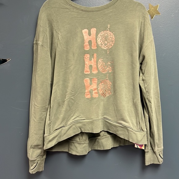 Distressed Upcycled Disco Ho HO Ho crewneck with pockets - Picture 2 of 5